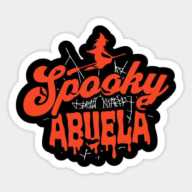 Cute Halloween Spooky Abuela Orange and Black Halloween Witch Grandmother Sticker by SLAG_Creative